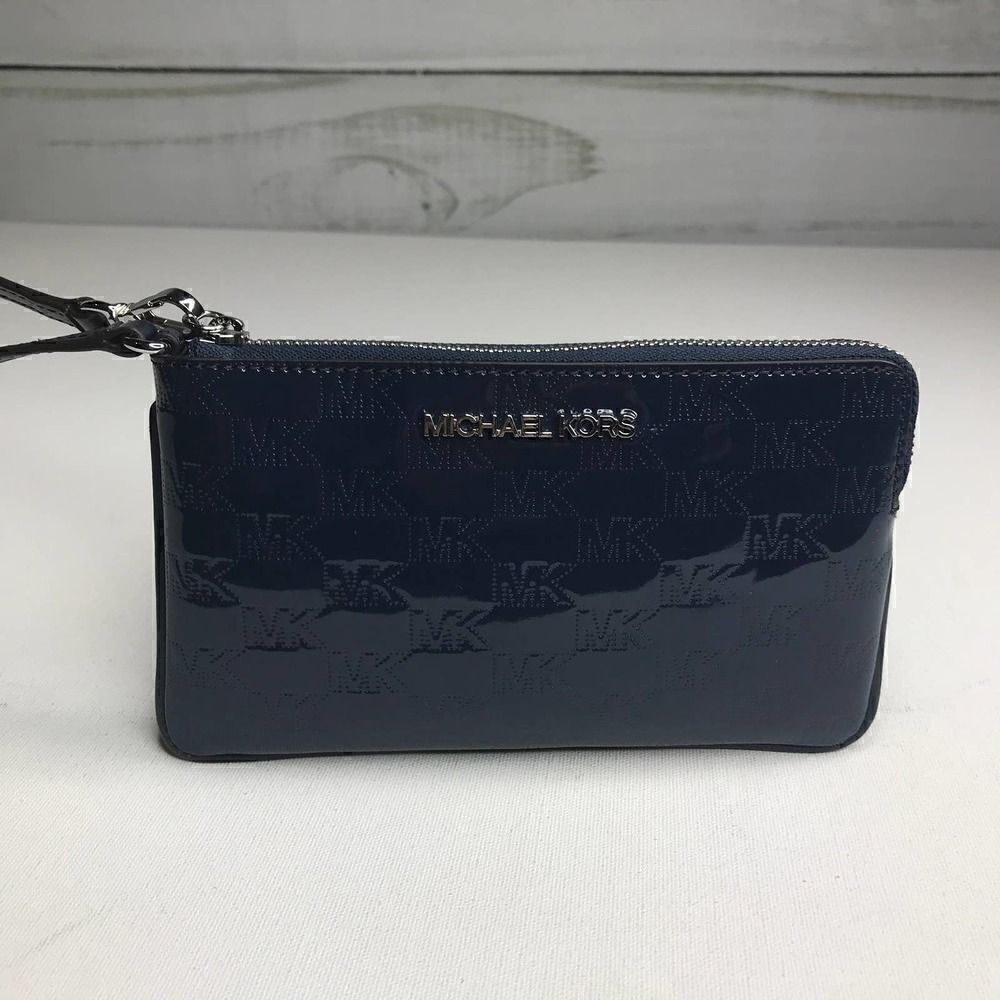 Michael Kors Gusset Wristlet Navy NWT